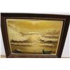 Image 4 : Framed Ocean Storm Art Painting 22'' x 27 1/2''