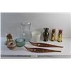 Image 1 : Decorative Snow Shoes, Flower Vases, Candle Holders, Ash Tray and Alpine Desk Clock - As Is