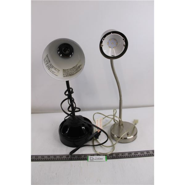 (2) Desk Lamps (LED & Halogen) Tested, As is
