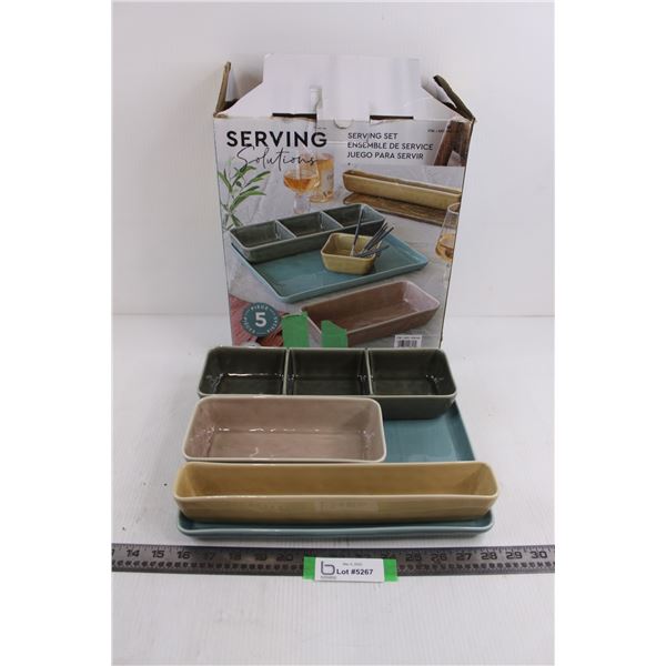 Over And Back Stoneware Party Server Set - Missing Square Bowl