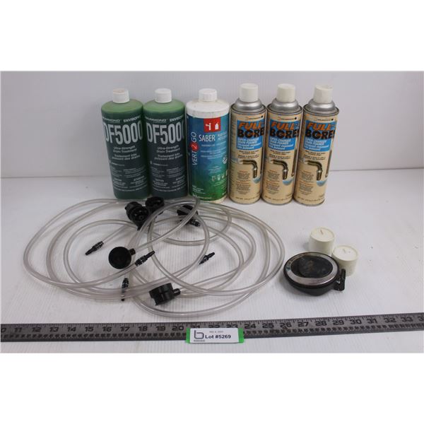 Drain Opener Lot (DF5000, Full Bore), Vert2Go Disinfectant, Misc. - All Bottles Full - CANNOT BE SHI
