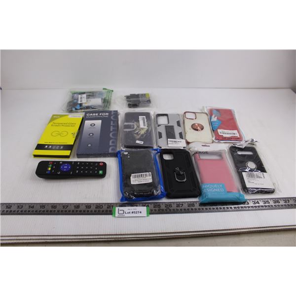(9) Smart Phone Cases, Screen protectors, Printer Inks, TV Remote