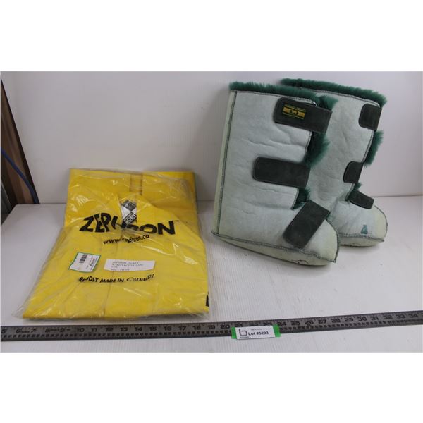 Pair of Australian Sheepskin Liners - Size 11 Approx, Zephron Reflective Tape Jacket - Size Small - 