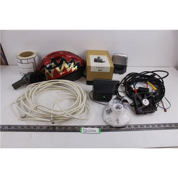 Assorted Electronic Parts, Telecommunications, Medium Size Bike Helmet, Cooper Pullcord Lamp Outlet,