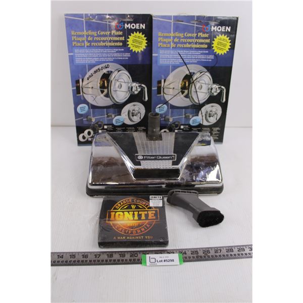 (2) Moen Remodeling Cover Plate, Vintage Filter Queen Vacuum Powerhead, Ignite CD Set - Unopened