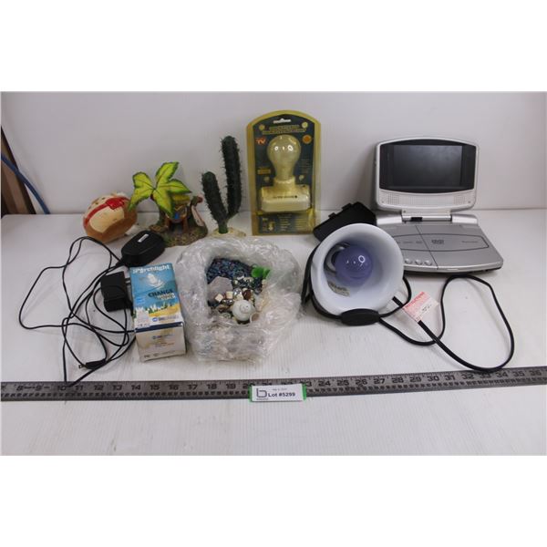 Venturer DVD Player (No Power Cord - Untested), Lamp - Working, Aquarium Gravel & Decor, Misc.