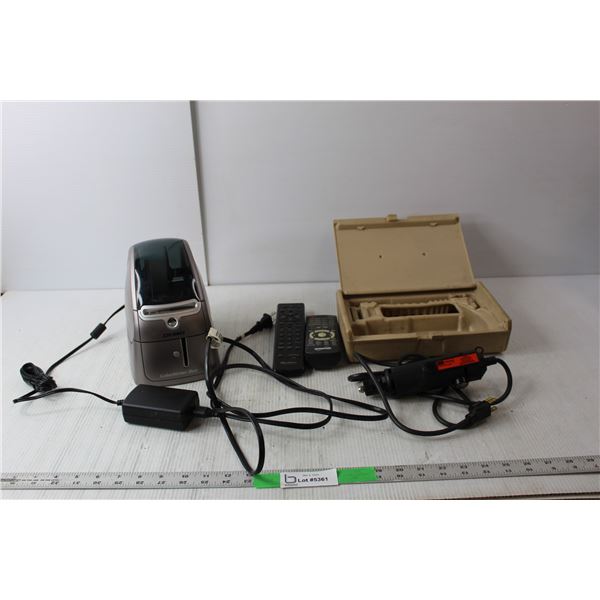 Dymo Label Writer Duo- Powers On & Craftsman Rotary Tool with Case- As Is, Soundstage & Quasar Remot