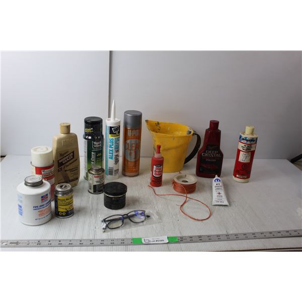 Chemicals Lot- Deep Glass Polish, Silicone, Foam Sealant, Misc.
