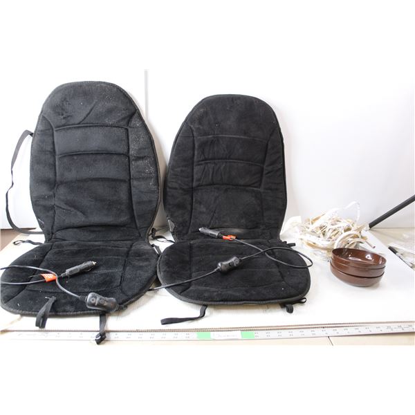 (2) Health Mate Car Seat Heaters, String of LED Lights & (3) Plastic Bowls
