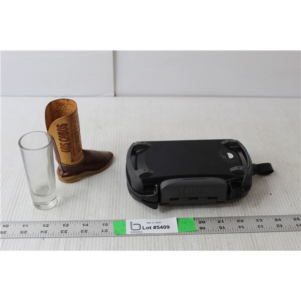 Shot Glass with Boot Holder & Otter Box Case