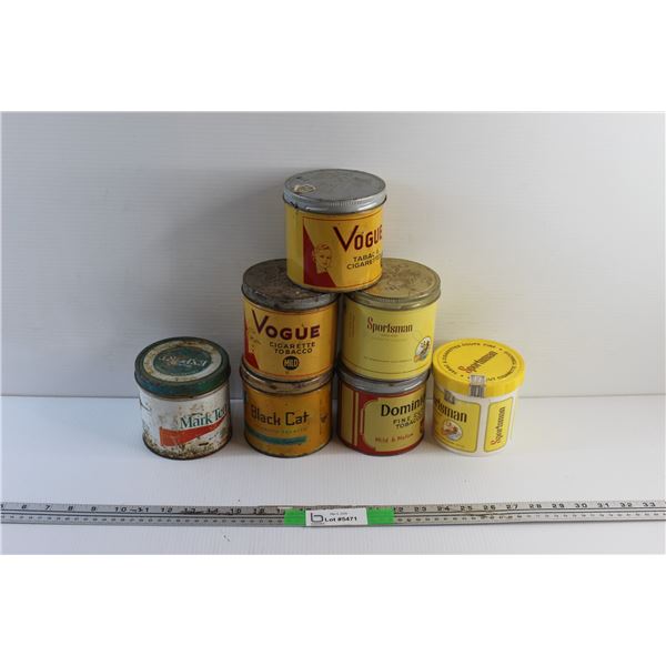 (7) Vintage Tobacco Tins - Vogue, Sportsman and Mark Ten