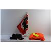 Image 1 : (2) Calgary Flames Flags, Winter Gloves and Reflective Safety T Shirt - Size L