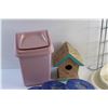 Image 3 : Small Trash Bin, Hardware Organizers, Bird House, Wall Mount Coat Hangers and Tupperware Divided Lid