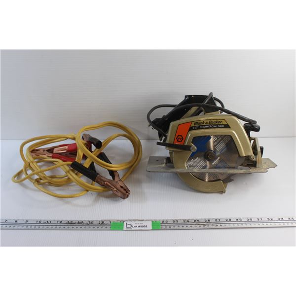 Jumping Cables - As Is and Black & Decker 1 1/4'' Commercial Circular Saw - Tested