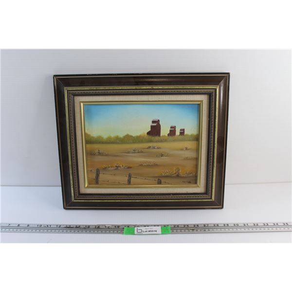 Framed Saskatchewan Country Side View Art Painting 17'' x 15''
