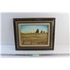 Image 1 : Framed Saskatchewan Country Side View Art Painting 17'' x 15''