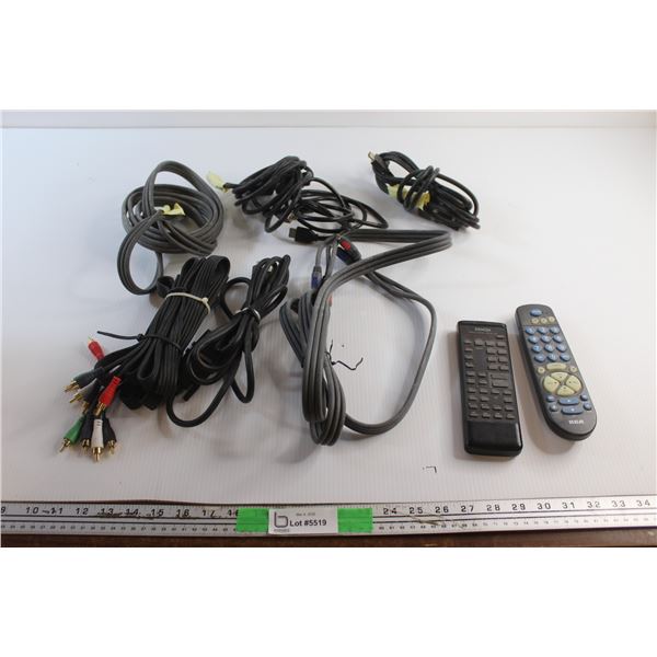 RCA & Denon Remotes, HDMI and Assorted TV Cables - As Is