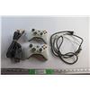 Image 1 : (2) Microsoft Xbox 360 Wireless Controllers and Assorted TV & Power Cables - As Is