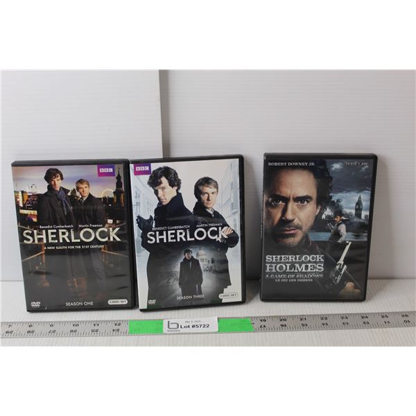 Sherlock Holmes DVDs- Seasons 1 & 3 and Game of Shadows Movie