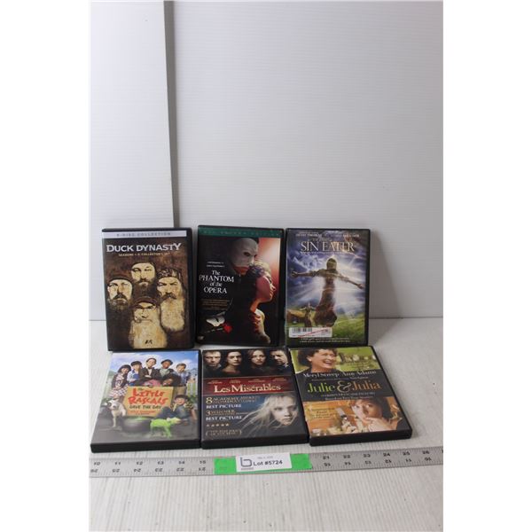 (6) DVDs/Sets- Duck Dynasty Seasons 1-3, Les Miserables, Phantom of the Opera, Misc.
