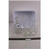 Image 1 : Crystal Decanter, (6) Champagne Flutes, Plastic Tub 15" x 12" x 5.5"