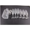 Image 2 : Crystal Decanter, (6) Champagne Flutes, Plastic Tub 15" x 12" x 5.5"