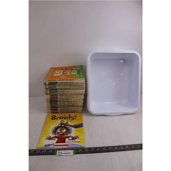 (24) Vintage Children's Books Collection by Joy Wilt, Braids Children's Book, Plastic Tub 15" x 12" 