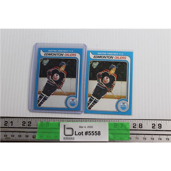 (2) REPLICA Edmonton Oilers Wayne Gretzky Trading Hockey Cards