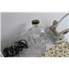 Image 6 : Desk Lamp & Light Up Make Up Mirror - Tested, Heating Pillow and Glass Skull Liquor Bottle