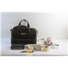 Image 1 : Shaw Tool Bag, Metal Brush, Safety Glasses, Paint Roller Handles, Tape, Drywall Tools and Misc