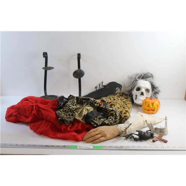 Candle Holders, Assorted Fabric, Halloween Decor and Misc