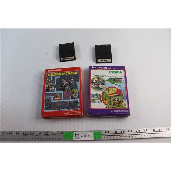 Intellivision Lock 'N' Chase & Utopia Game Cartridges