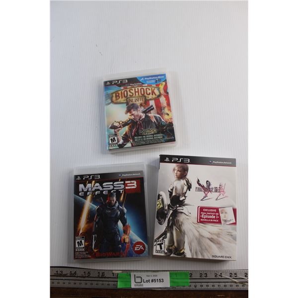 (3) Sony Playstation 3 (PS3) Games - Bioshock Infinite, Mass Effect 3 and Final Fantasy XIII-2