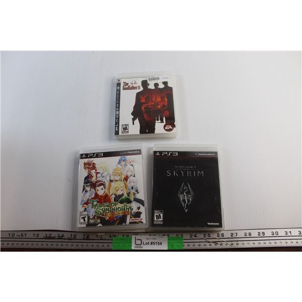 (3) Sony Playstation 3 (PS3) Games - Skyrim, The Godfather II and Tales of Symphonia