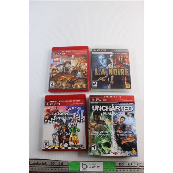 (4) Sony Playstation 3 (PS3) Games - Uncharted Dual Pack, LA Noire and Lego The Lord of the Rings