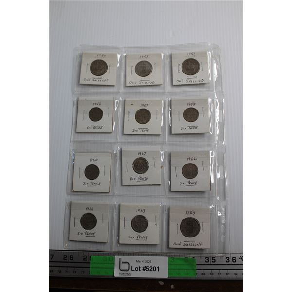 (12) Vintage One Pence & One Shilling Coins