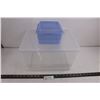 Image 1 : (2) Plastic Storage Bins with Lids (Galiware 14" x 12" x Sterilite 8" & 6.5" x 7.5" x 4.5")