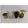 Image 2 : Hobnail Florentine Amber Glass Pitcher, Vases, Faux Plant