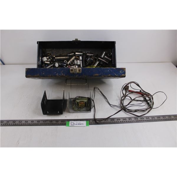 International SPG Metal Tool Box with Contents - As is 16" x 6" x 6.5"