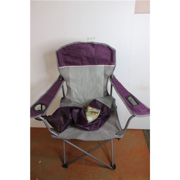 Ozark Trail Comfort Mesh Chair with Tote 32" x 20" x 38" - Drink Holder Mesh has a tear