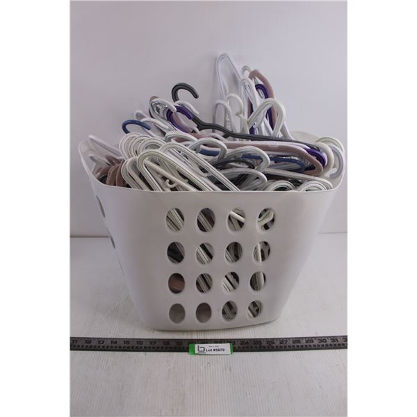 Soft Plastic Laundry Basket with (50+) Clothing Hangers