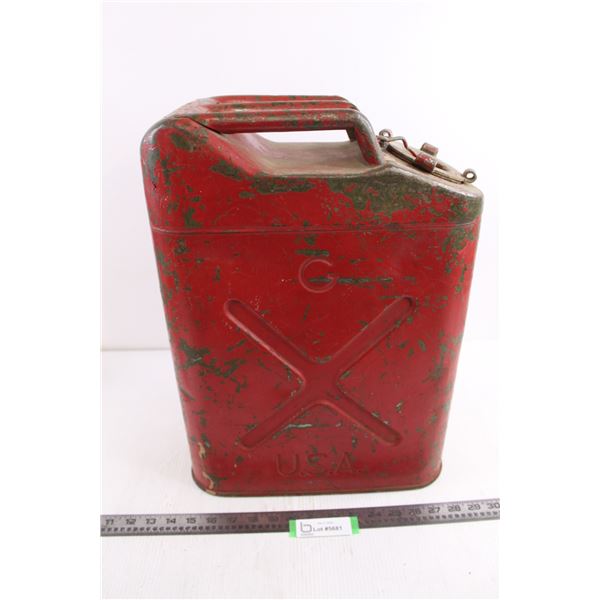 Vintage Metal Jerry Can - Empty 18.5" x 13" x 6.25" - Some Rust - As is