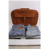 Image 1 : (2) Levi Strauss Pairs of Blue Jeans (Sizes 36/32 & 32/32) As is, Vintage McBrine Suitcase 22" x 15"