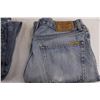 Image 3 : (2) Levi Strauss Pairs of Blue Jeans (Sizes 36/32 & 32/32) As is, Vintage McBrine Suitcase 22" x 15"