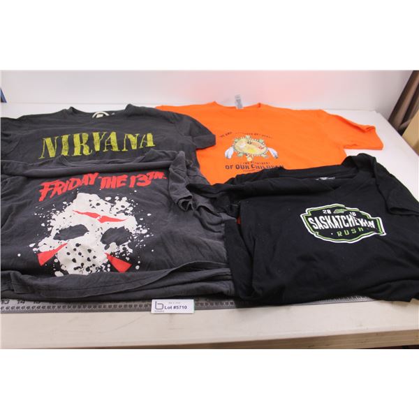 (4) Adult T-Shirts (Friday the 13th & Nirvana - Size M, Saskatchewan Rush & Every Child Matters Size