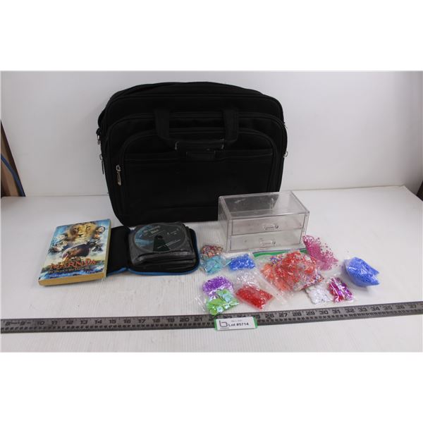 Nylon Laptop Carry Case - As is, Assorted CD & DVD Collection, Narnia Book, Crafting Items with Plas