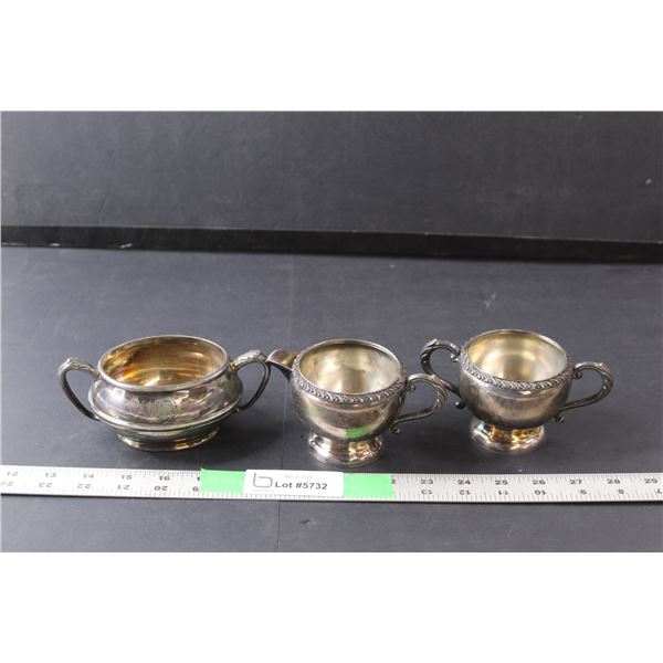 (2) Silver Plated Sugar Bowls & Creamer
