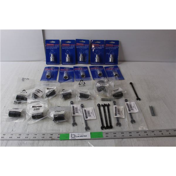 (10) 1/2" Dr. Inverted Torks Sockets E11, (8) 7mm Wrenches, (10) Miscellaneous Sockets