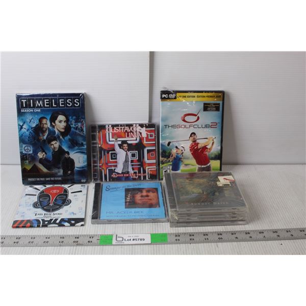CDs- Gusttavo Lima, Mr. Acker Bilk, Misc., Timeless Season One DVDs, The Golf Club 2 PC Game