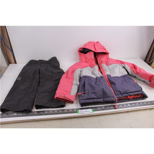 Child's Winter Clothing (XMTN Winter Coat Size 6 & MEC Ski Pants Size 4)